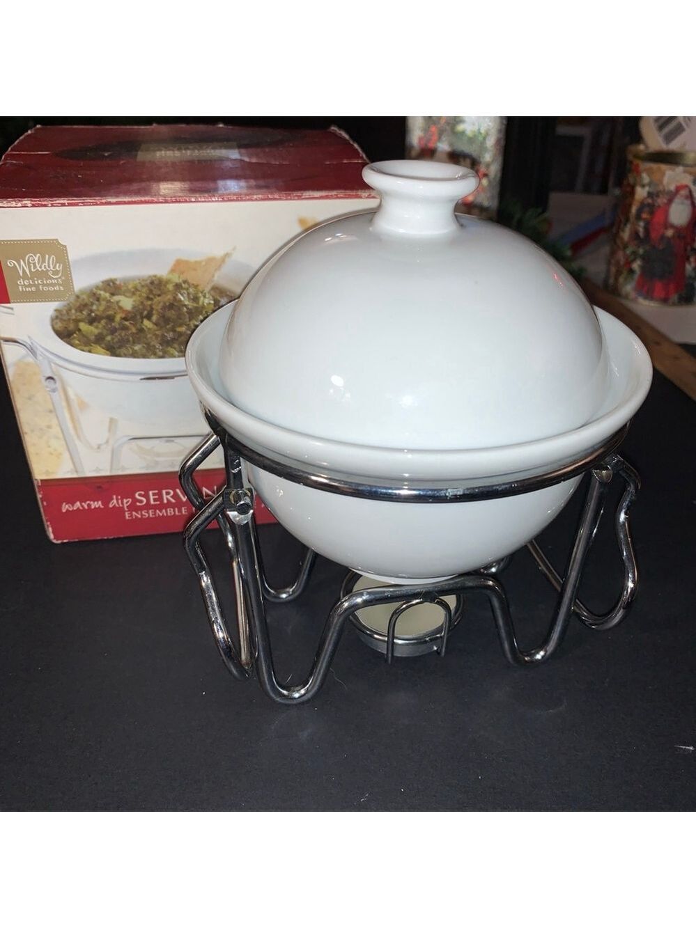 Wildly Delicious White & Silver Warm Dip Serving Set One Size